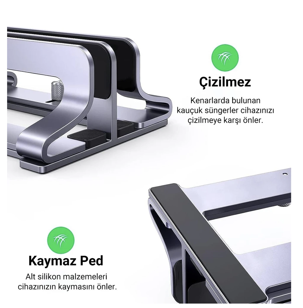 UGREEN Alüminyum Çift Yuvalı Notebook Macbook Dikey Masaüstü Standı - 60643