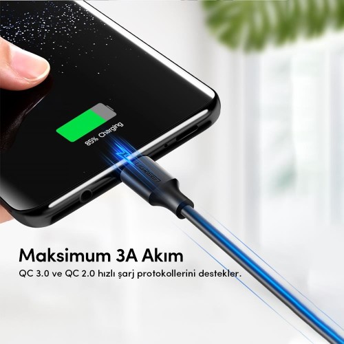 UGREEN USB-C - USB-A 3A QC Hızlı Şarj Kablosu, 1.5 m, Beyaz, 60122