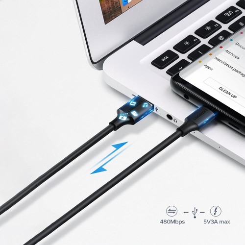UGREEN USB-C - USB-A 3A QC Hızlı Şarj Kablosu, 1.5 m, Beyaz, 60122